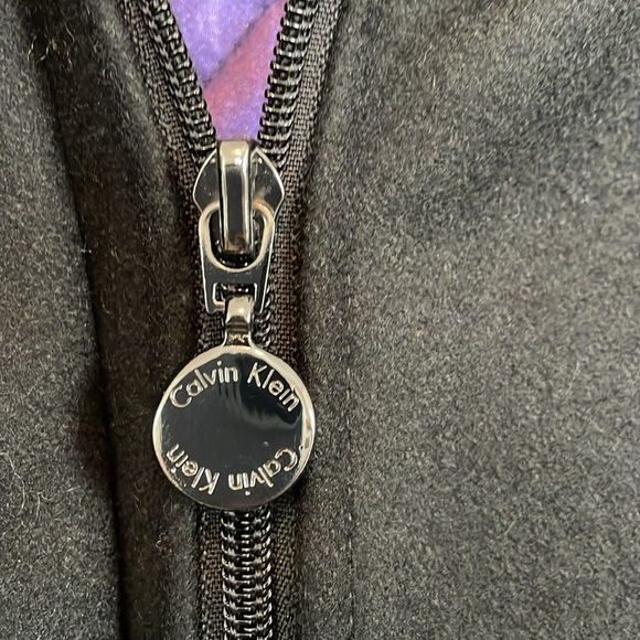 Women’s Calvin Klein Sz Small wool winter coat Removable hood zip & snap lined - Picture 7 of 11